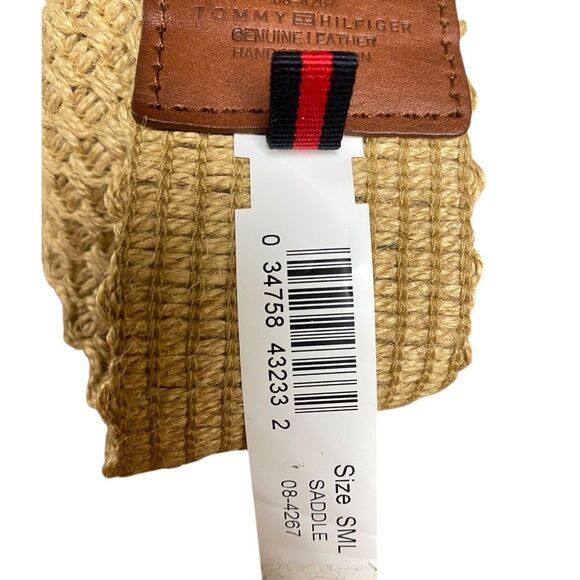 Tommy Hilfiger size S saddle leather straw woven 2” belt classic safari, coastal - Picture 7 of 10